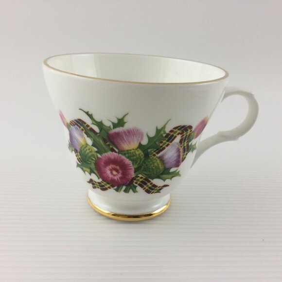 Crown Trent Vintage Scottish Thiste and Tartan Teacup and Saucer Fine Bone China - Picture 2 of 10